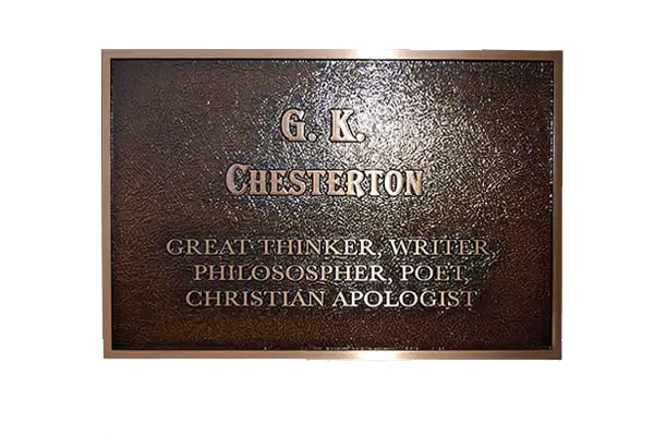 GK Chesterton Custom Cast Bronze Memorial Plaque and Lawn Marker Image