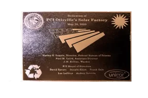 FCI Otisville Solar Factory Bronze Identification Plaque Image