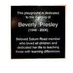 Beverly Presley Playground Cast Aluminum Plaque Image