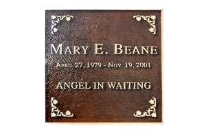 Mary E Beane Custom Cast Bronze Memorial Plaque and Lawn Marker Image