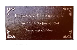 Rosanna B Harthorn Custom Cast Bronze Memorial Plaque and Lawn Marker Image