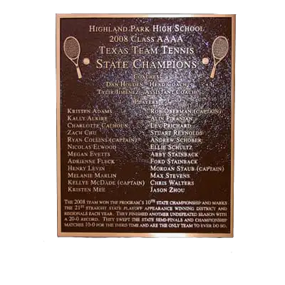 Texas Team Tennis Bronze Wall Plaque Image