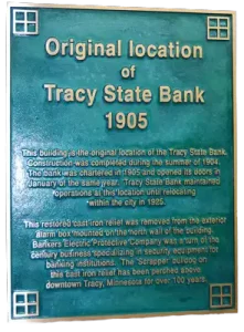 Tracy State Bank Antique Green Wall Plaque Image