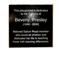 Beverly Presley Playground Cast Aluminum Plaque Image