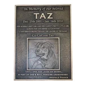 Memory of Taz Bronze Portrait Plaque Image